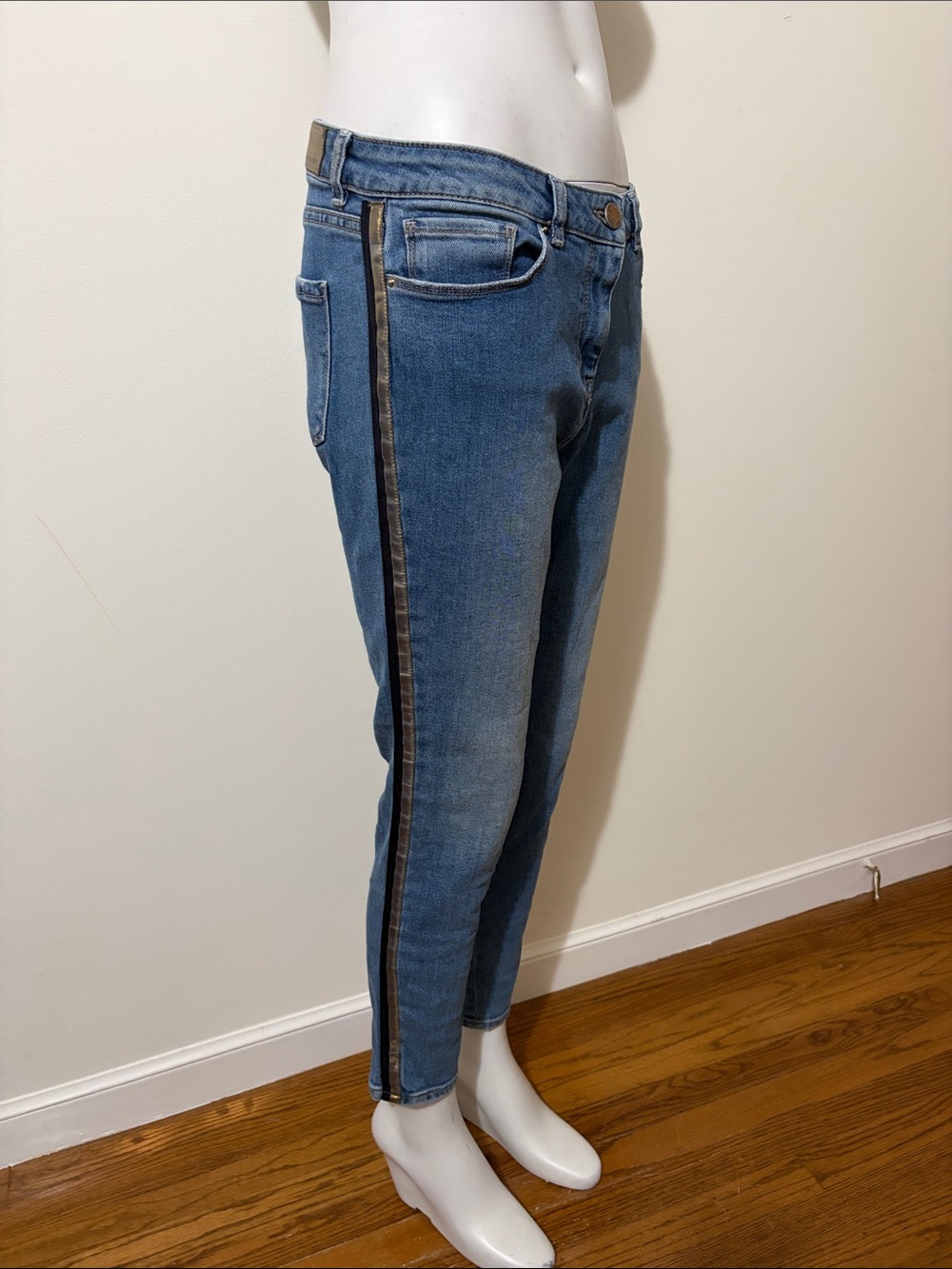 Fabiana Filippi Slim Fit  Women’s Jeans with Side Tuxedo Stripe Made in Italy